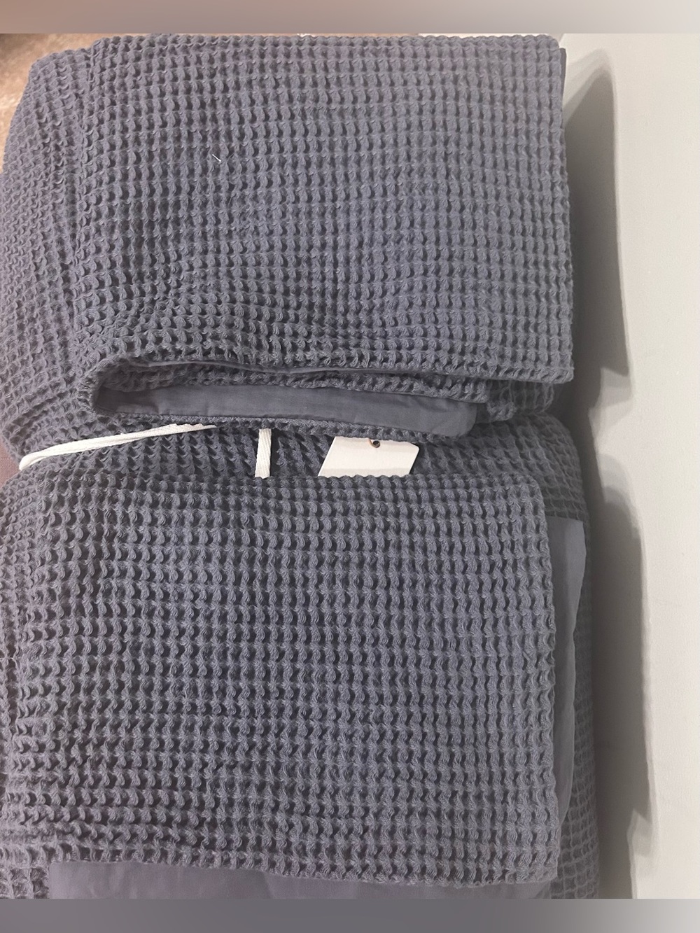 NWT Quince Organic Mineral Blue Waffle Duvet Cover Set with Shams! - Picture 8 of 13